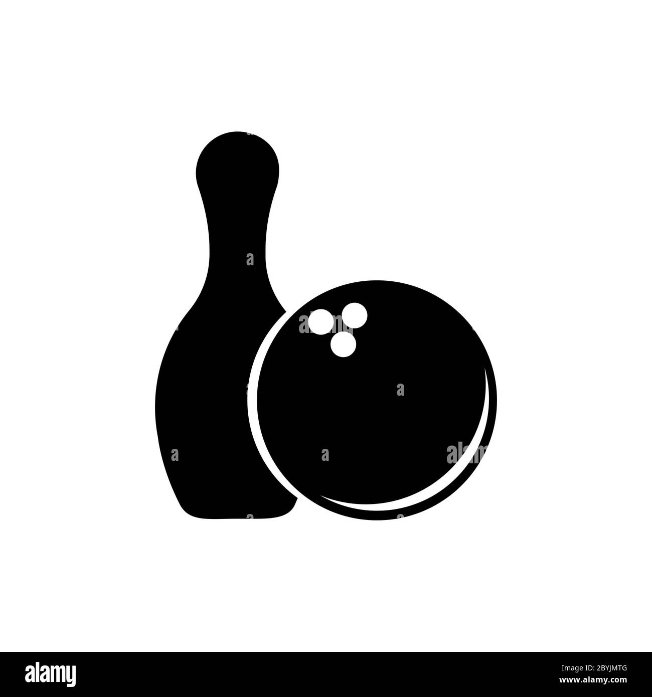 Bowling ball icon vector in black on an isolated white background. EPS 10. Stock Vector