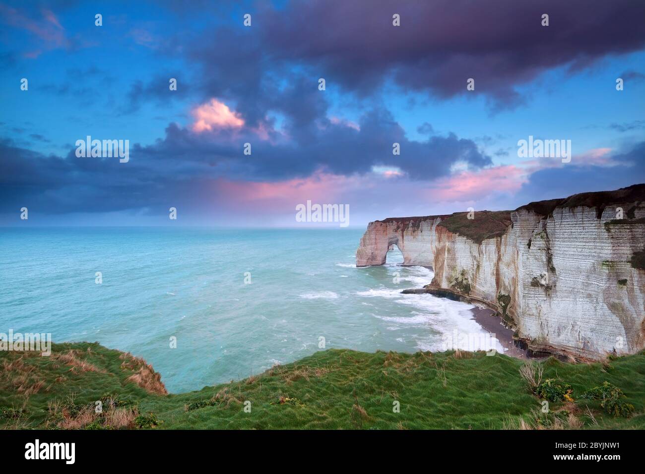 sunrise over cliffs in Atlantic ocean, Etretat, France Stock Photo - Alamy