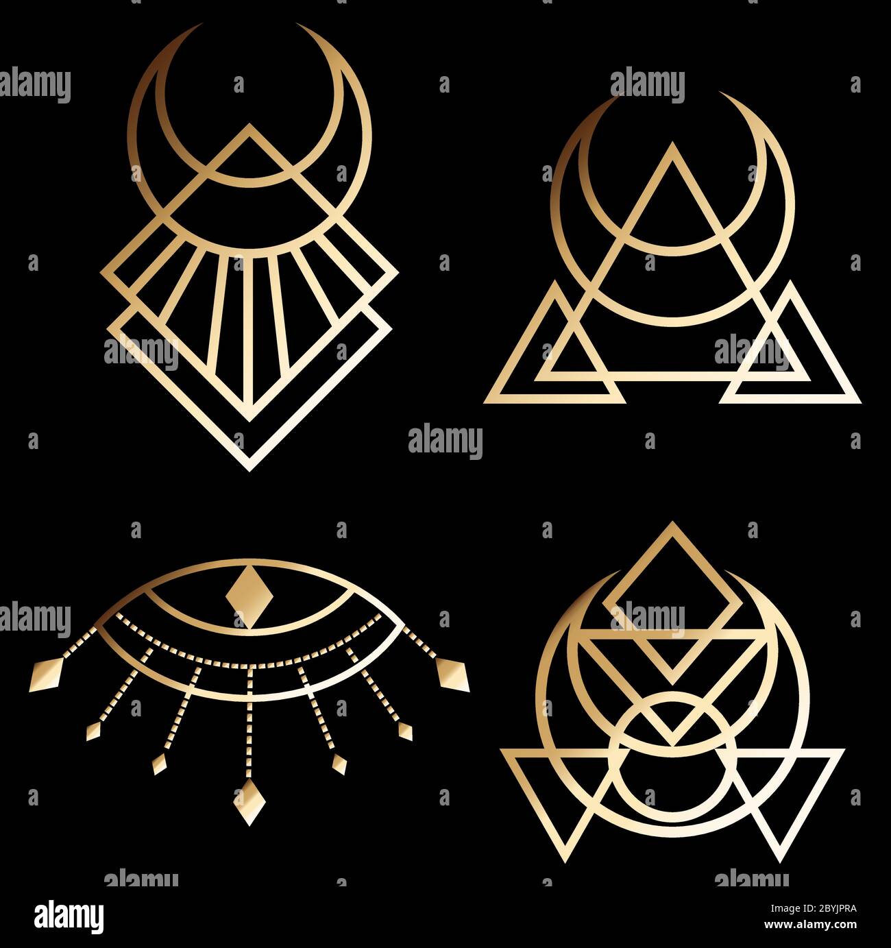 Art Deco, mythology, egyptian signs or symbols of the eyes triangle