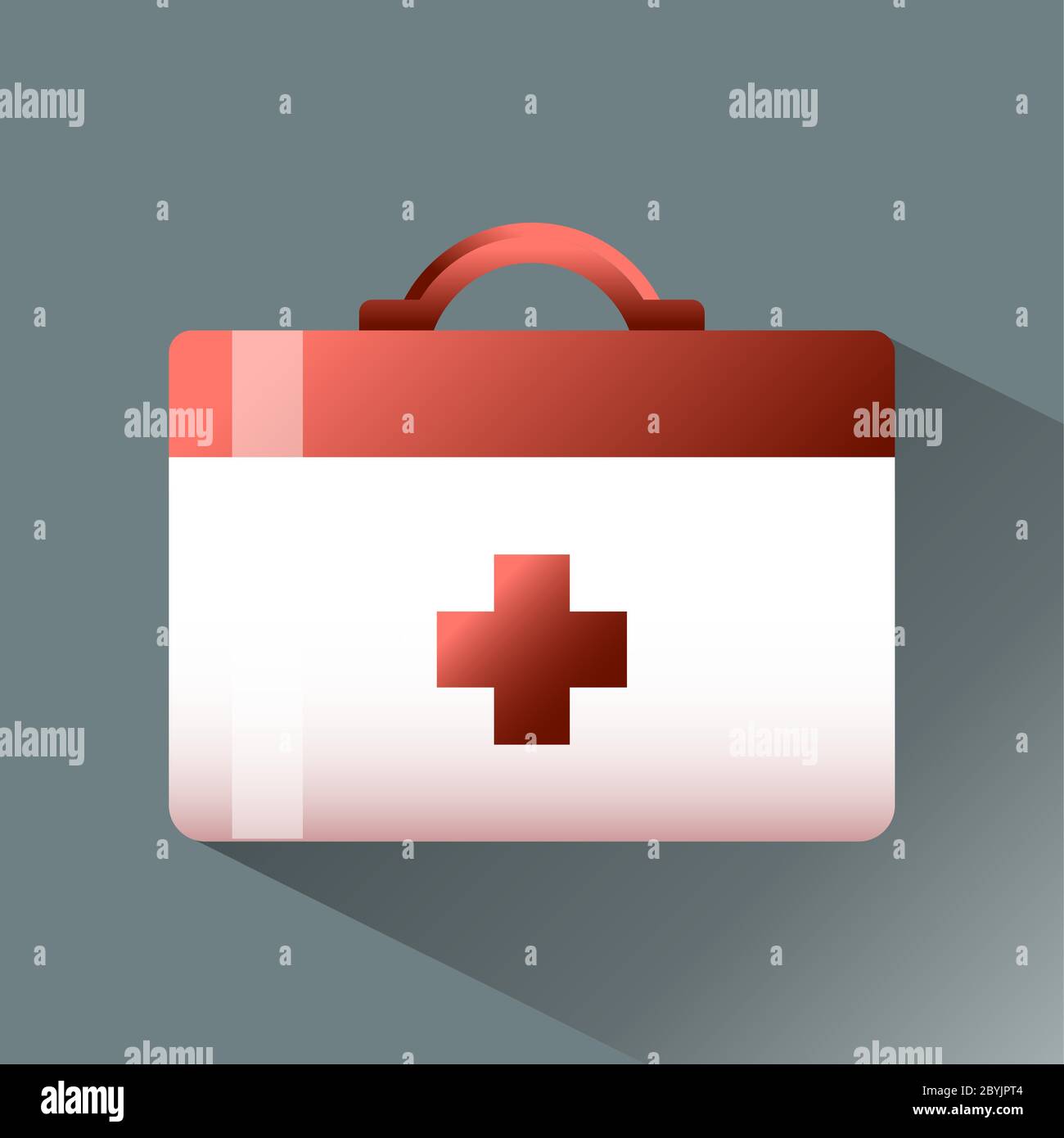 First aid kit icon flat style isolated on a colored background. EPS 10 vector. Stock Vector