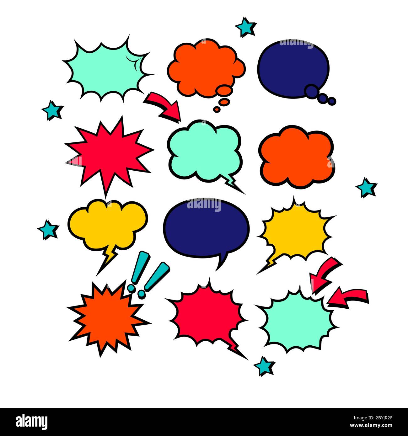 Retro empty comic bubbles in bright colors or speech and thought icon ...