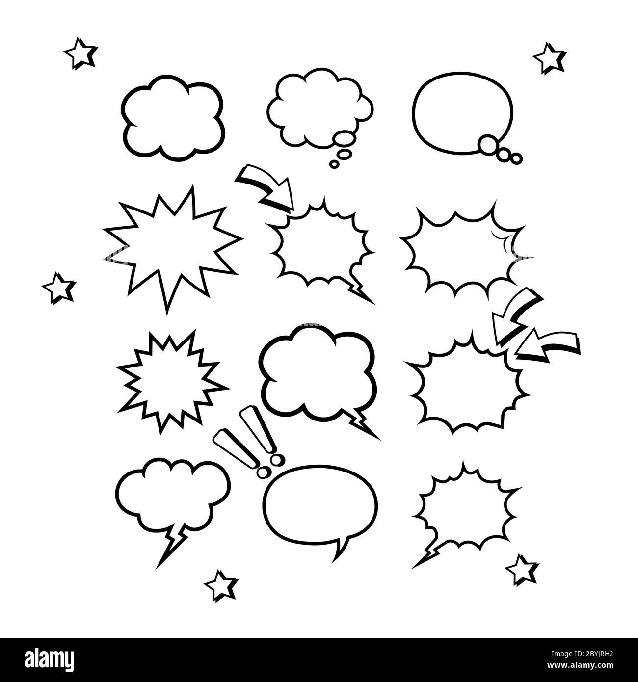 Retro empty comic bubbles or speech and thought set icon in white color ...