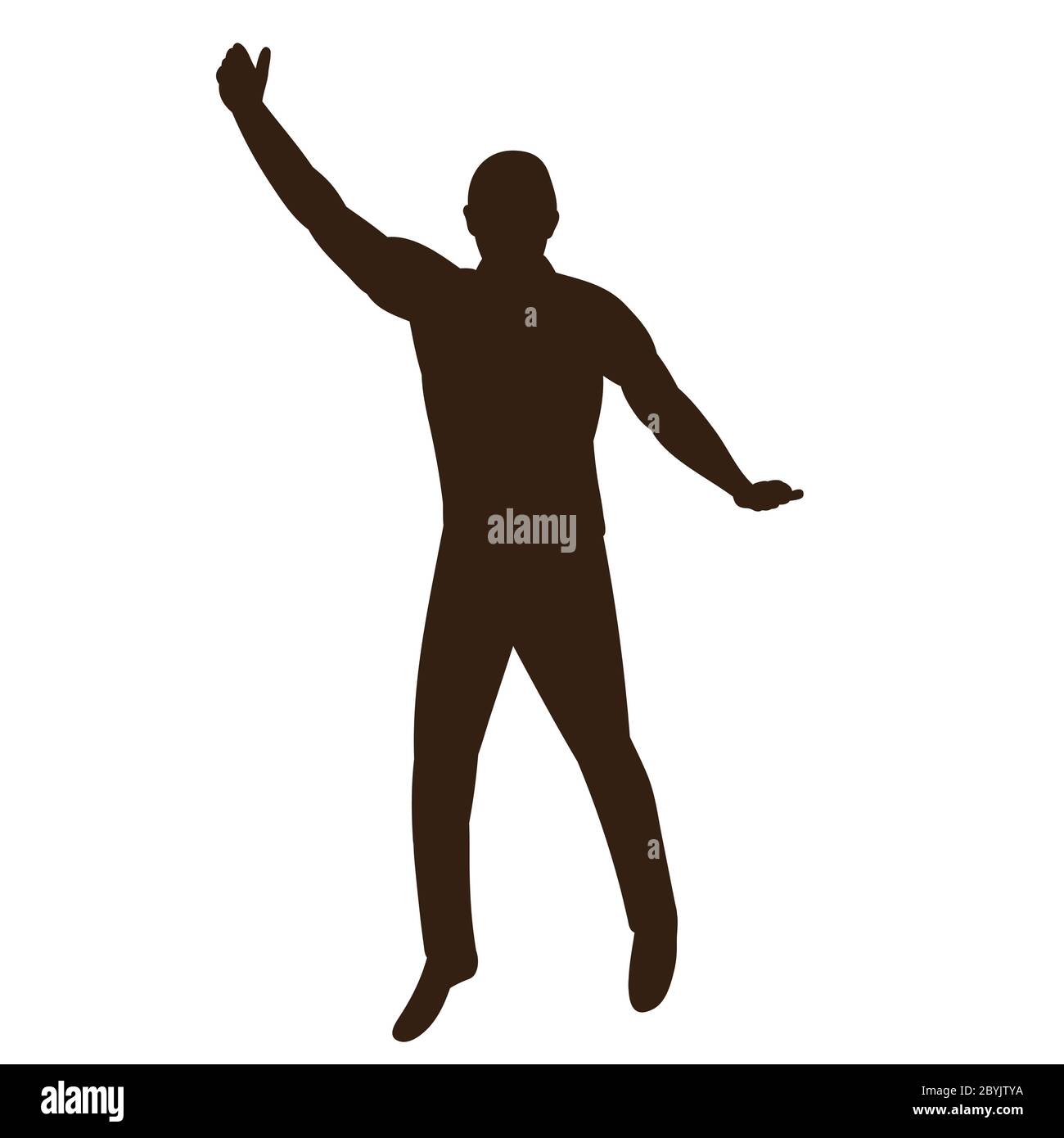 vector, on a white background, black silhouette of a man jumping Stock Vector