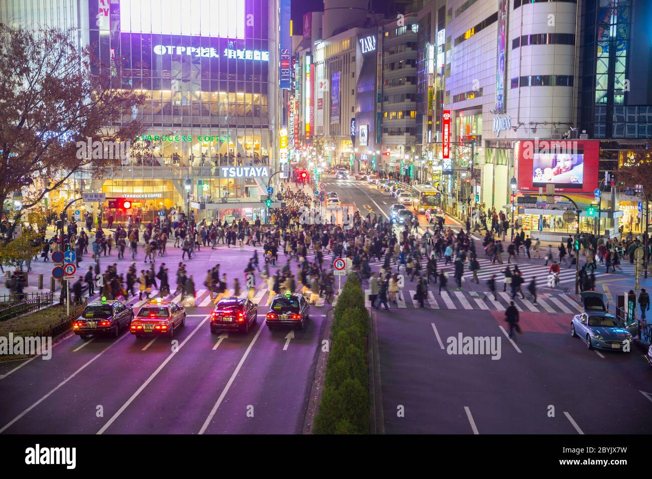 Shibuya cross at night Stock Photo