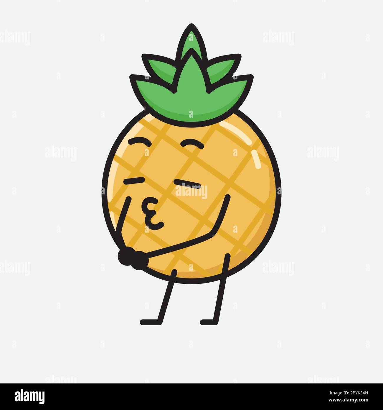 An illustration of Cute Pineapple Fruit Mascot Vector Character in Flat ...