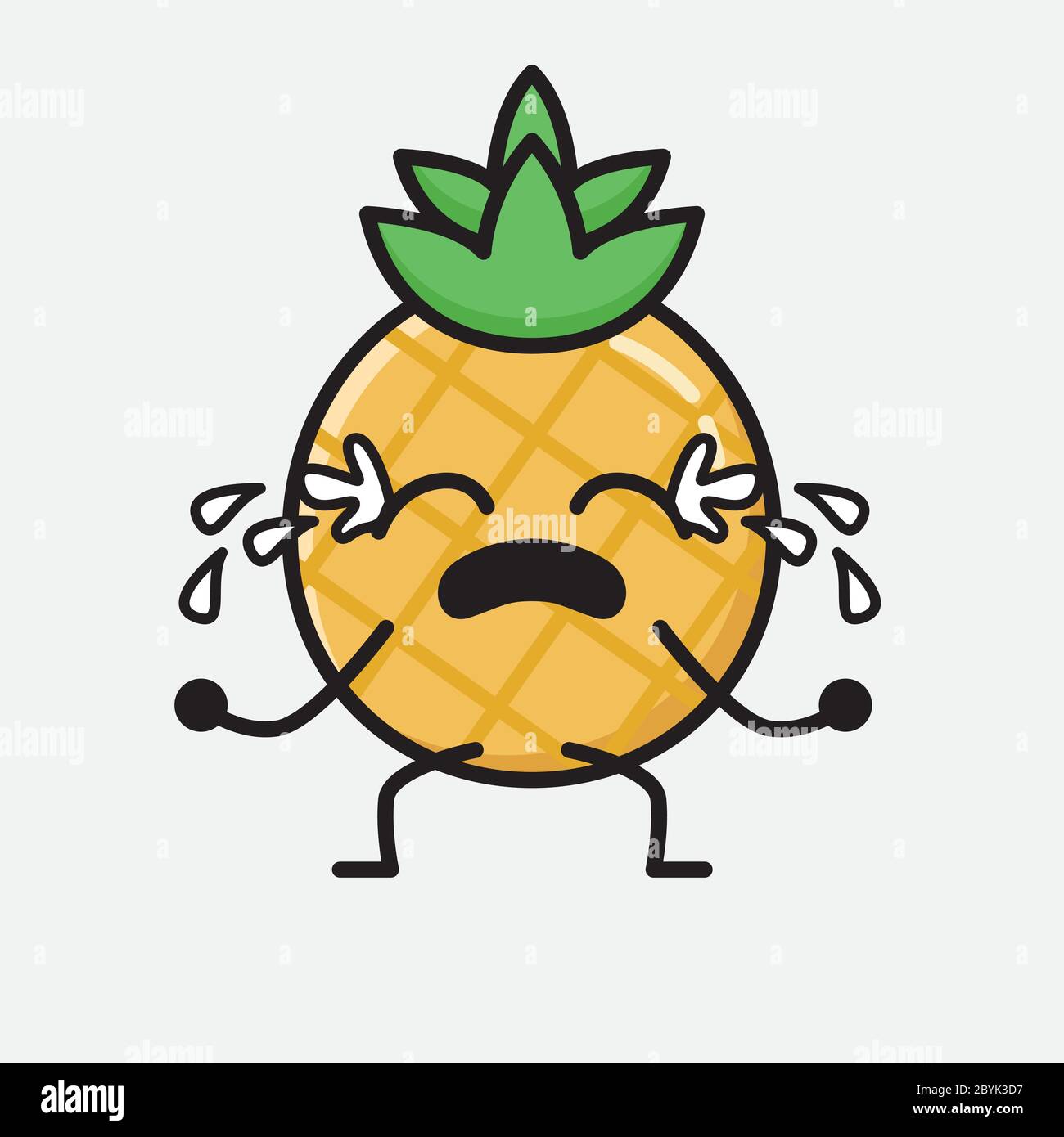 An illustration of Cute Pineapple Fruit Mascot Vector Character in Flat ...
