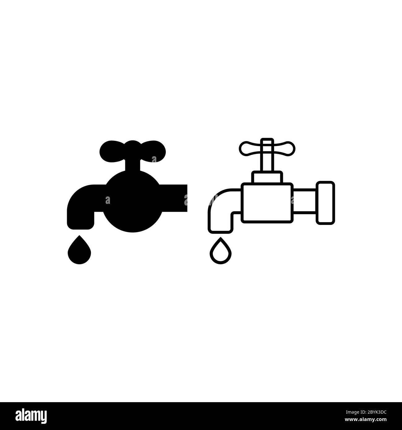 Water tap icon flat logo in black and white on isolated white background. EPS 10 vector Stock Vector