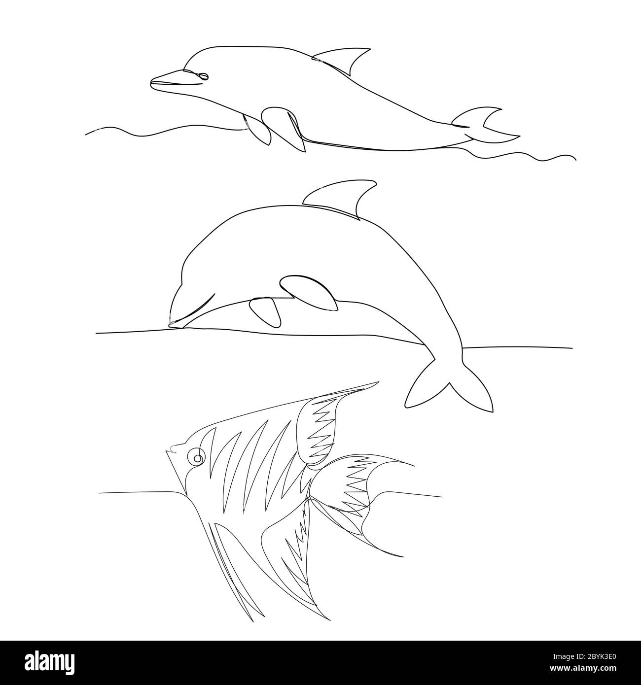 isolated, single line drawing continuous, fish Stock Vector Image & Art ...