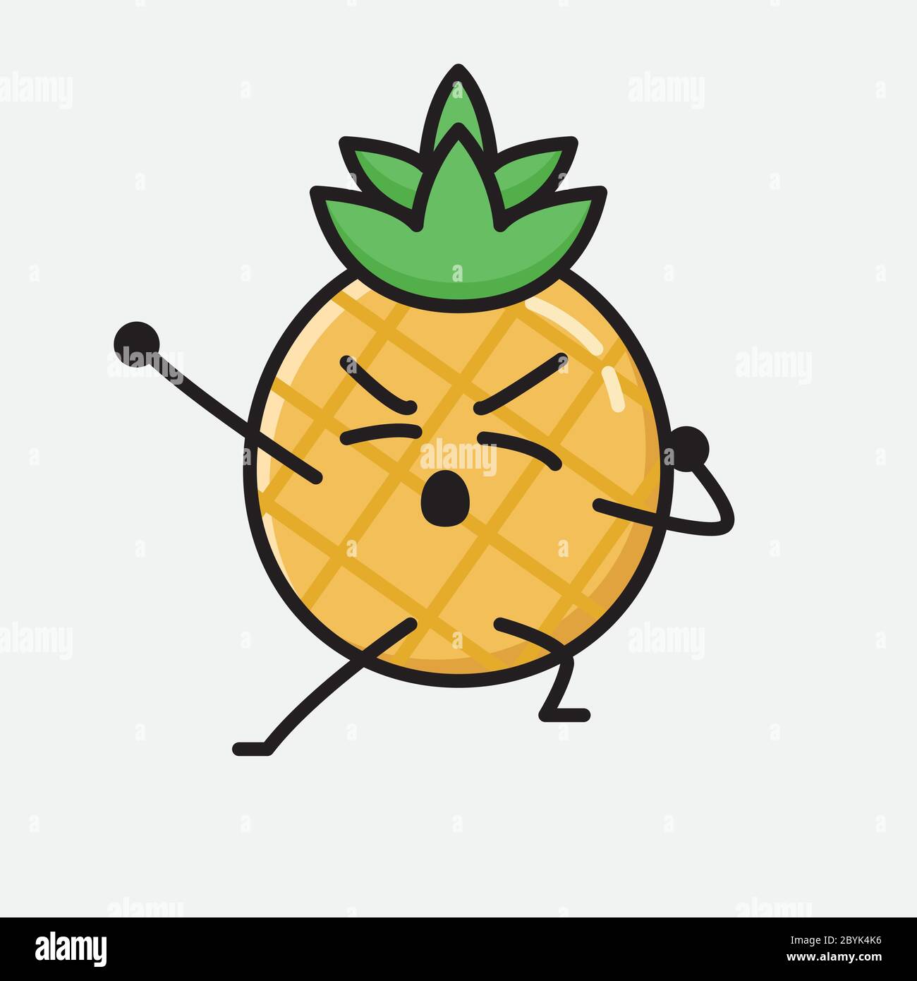 An illustration of Cute Pineapple Fruit Mascot Vector Character in Flat ...