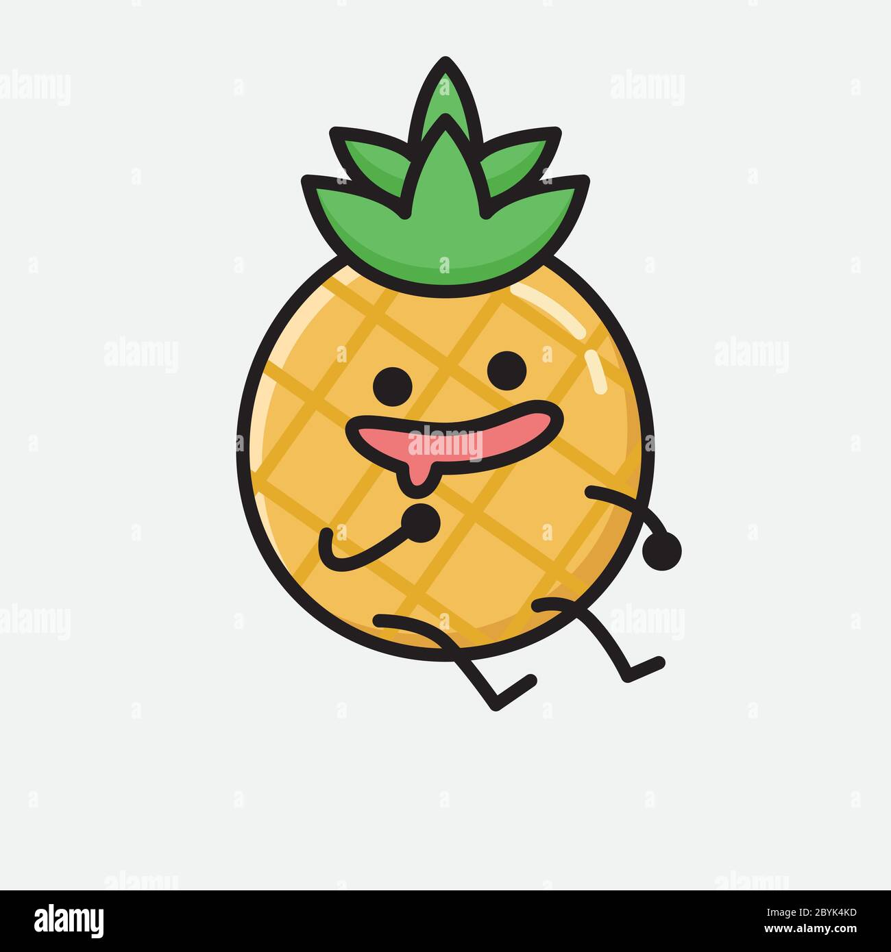An illustration of Cute Pineapple Fruit Mascot Vector Character in Flat ...