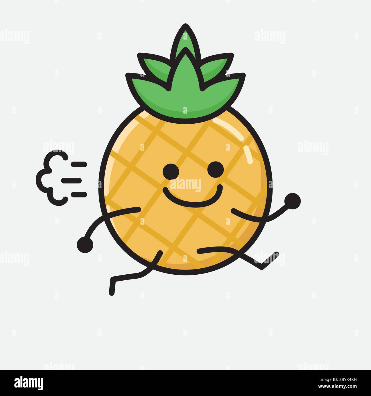 An illustration of Cute Pineapple Fruit Mascot Vector Character in Flat ...