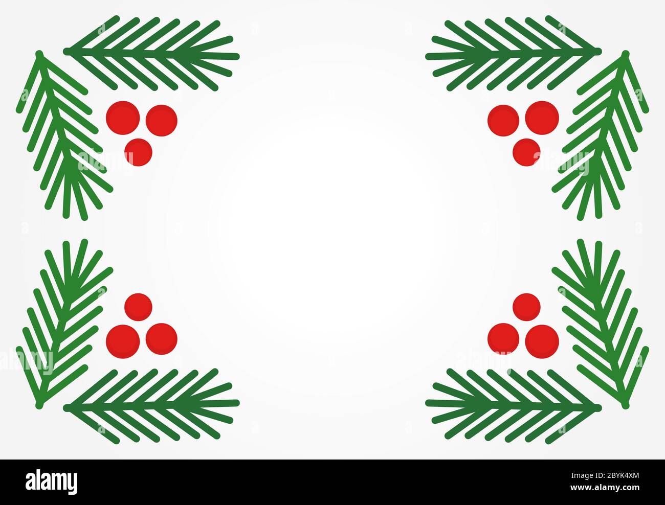Christmas fir tree branches and red berries border. Vector illustration ...