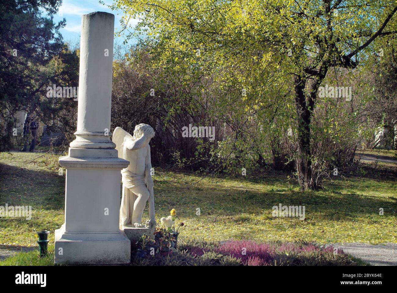 Austria, grave of composer Wolfgang Amadeus Mozart on Biedermeier Cemetery of St. Marx in Vienna Stock Photo