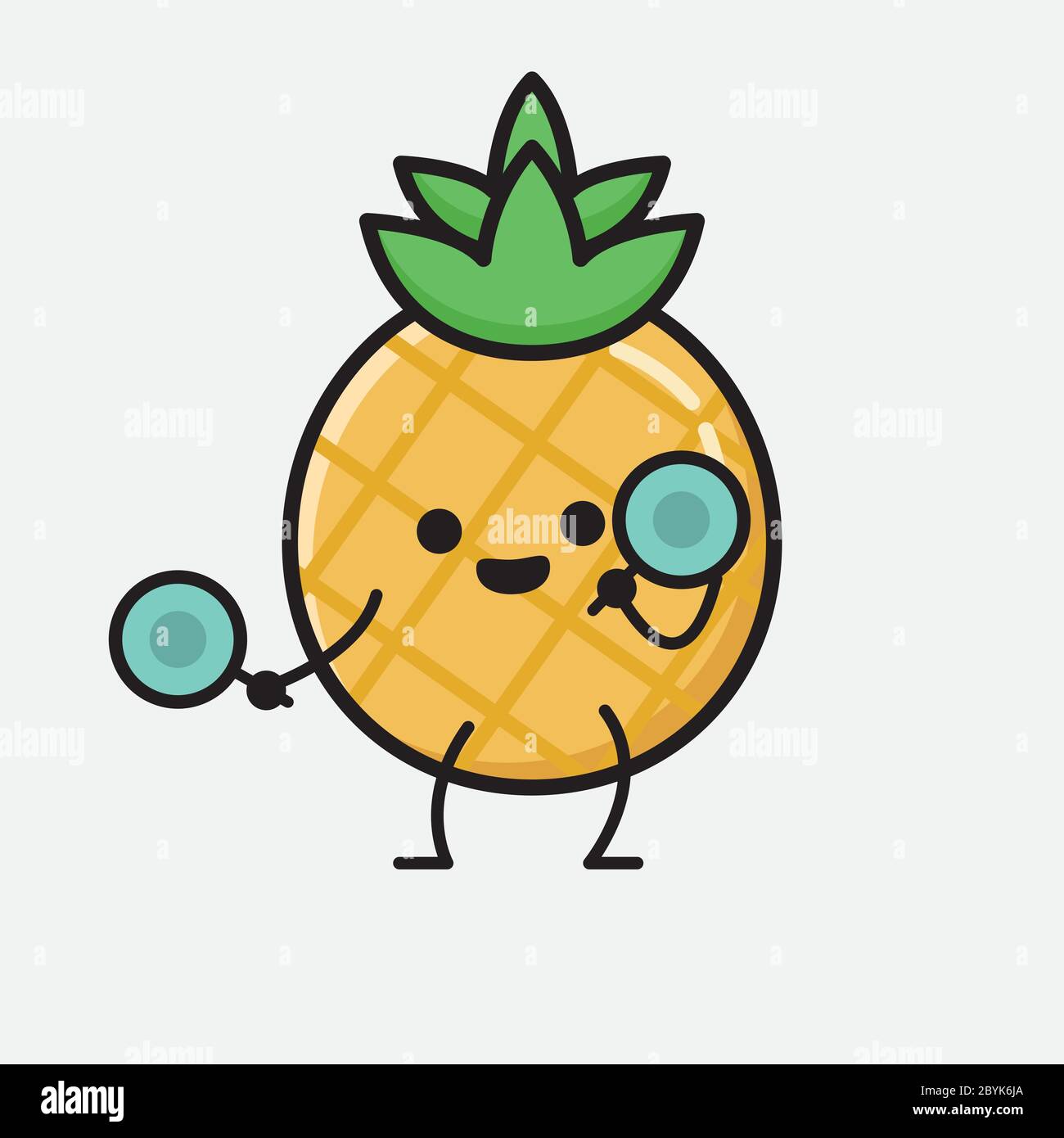 An illustration of Cute Pineapple Fruit Mascot Vector Character in Flat ...