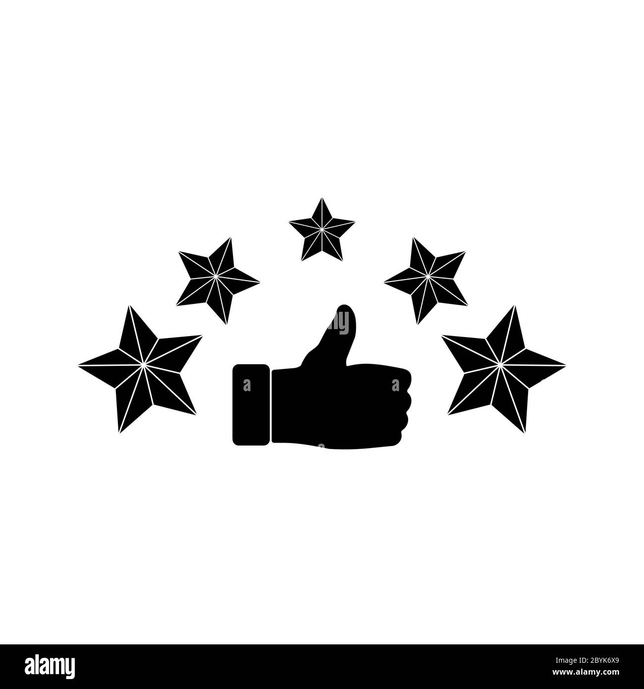 Product ratings five stars, quality rating, feedback, premium icon flat logo in black on isolated white background. EPS 10 vector Stock Vector