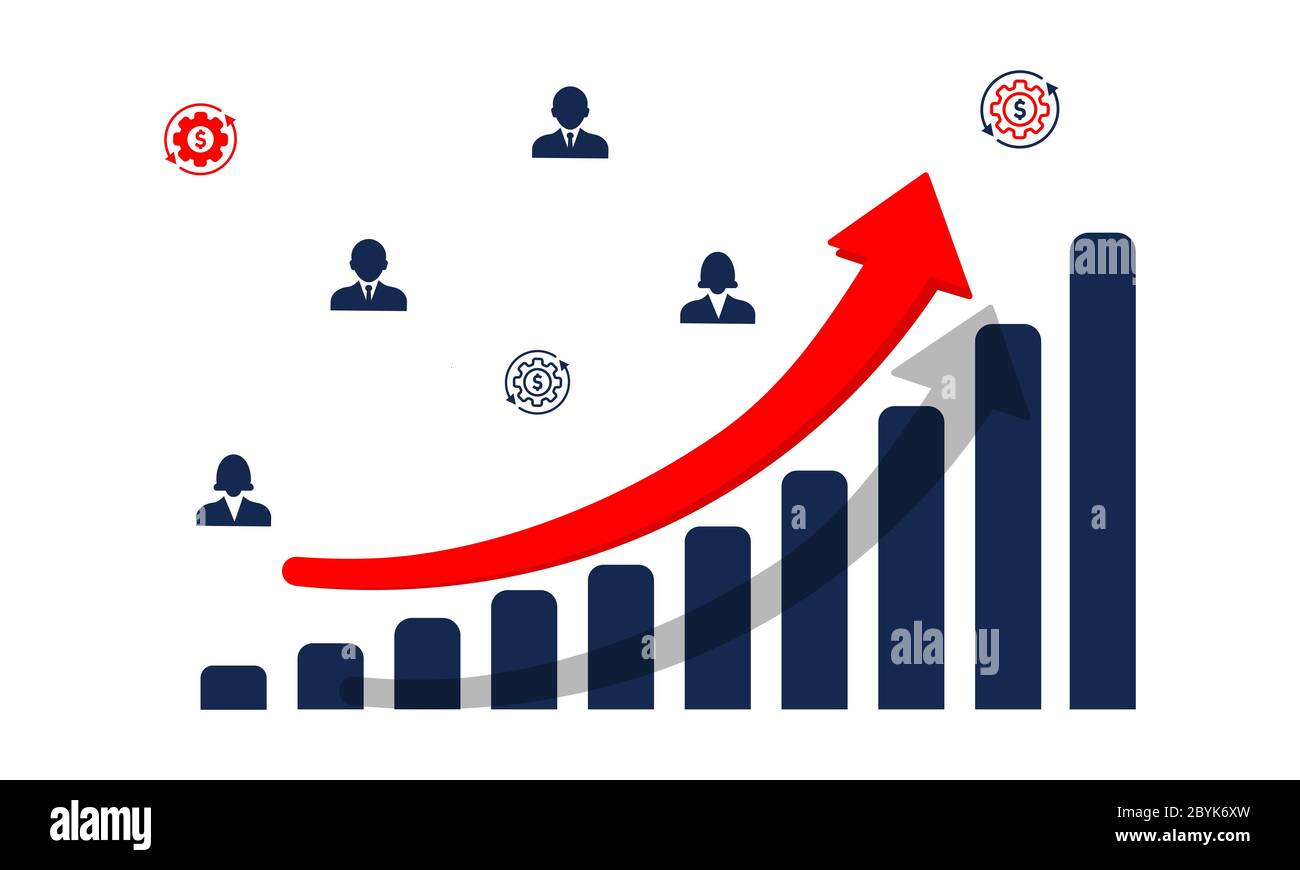 Finance progress or growth graph or diagram with arrow up icon in ...