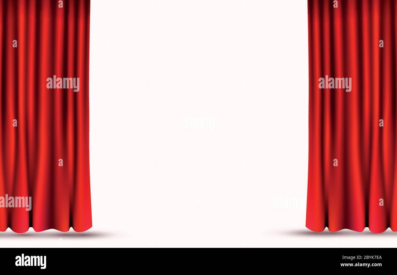 Red velvet curtains isolated on white background. Show stage concept.  Vector illustration Stock Vector Image & Art - Alamy