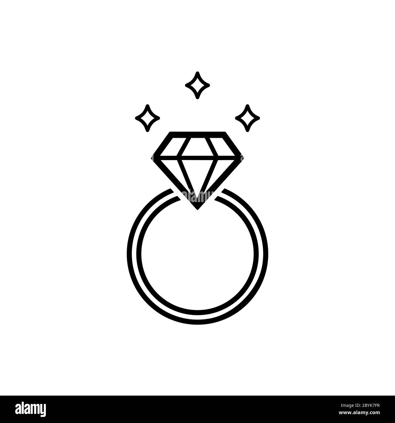 Wedding or diamond engagement ring symbol in outline style icon flat in  black on isolated white background. EPS 10 vector Stock Vector Image & Art  - Alamy