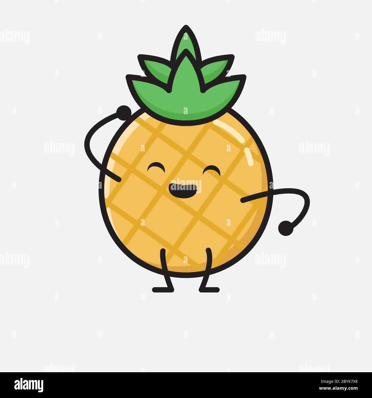 An illustration of Cute Pineapple Fruit Mascot Vector Character in Flat ...