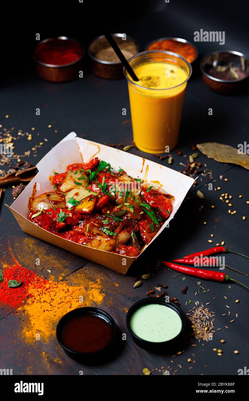 Indian food and spicy spices, stylish photos for the menu Stock Photo ...