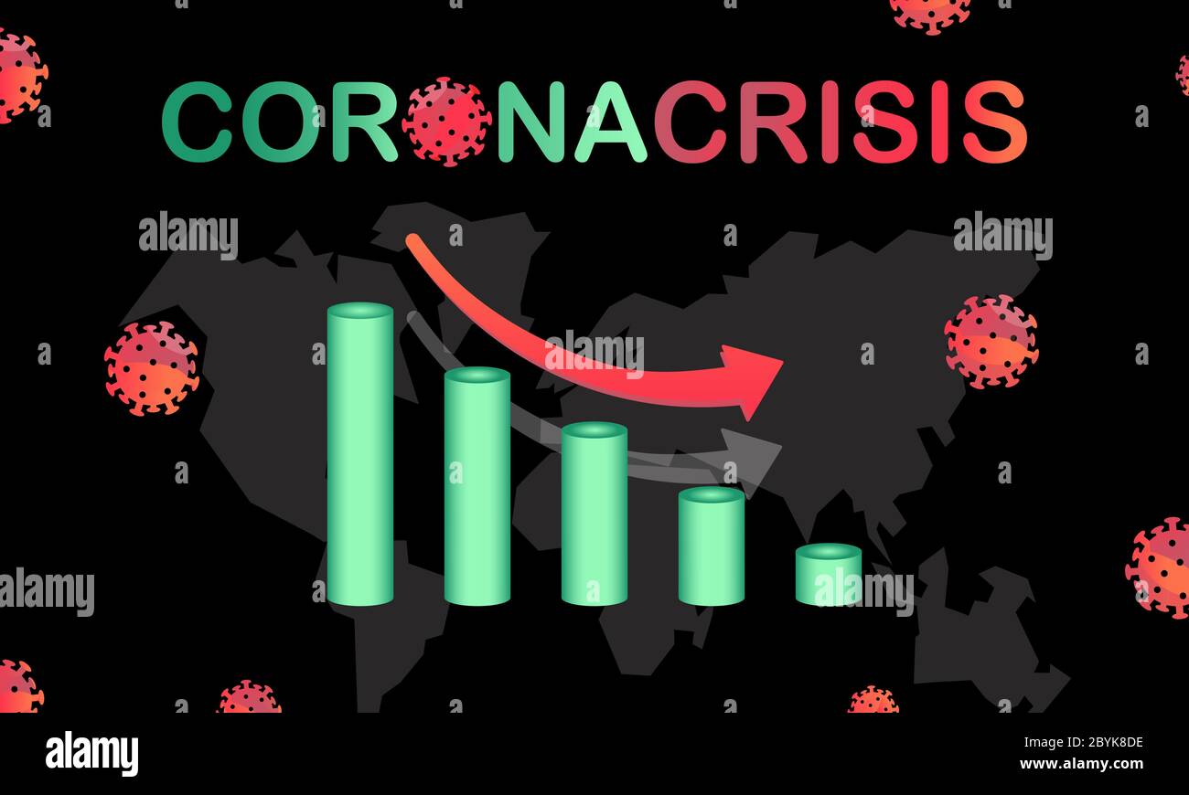 Global Economic Crisis coronavirus covid19 virus background flat in ...
