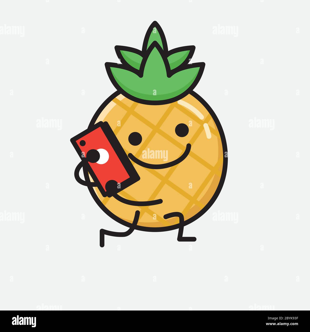 An illustration of Cute Pineapple Fruit Mascot Vector Character in Flat ...