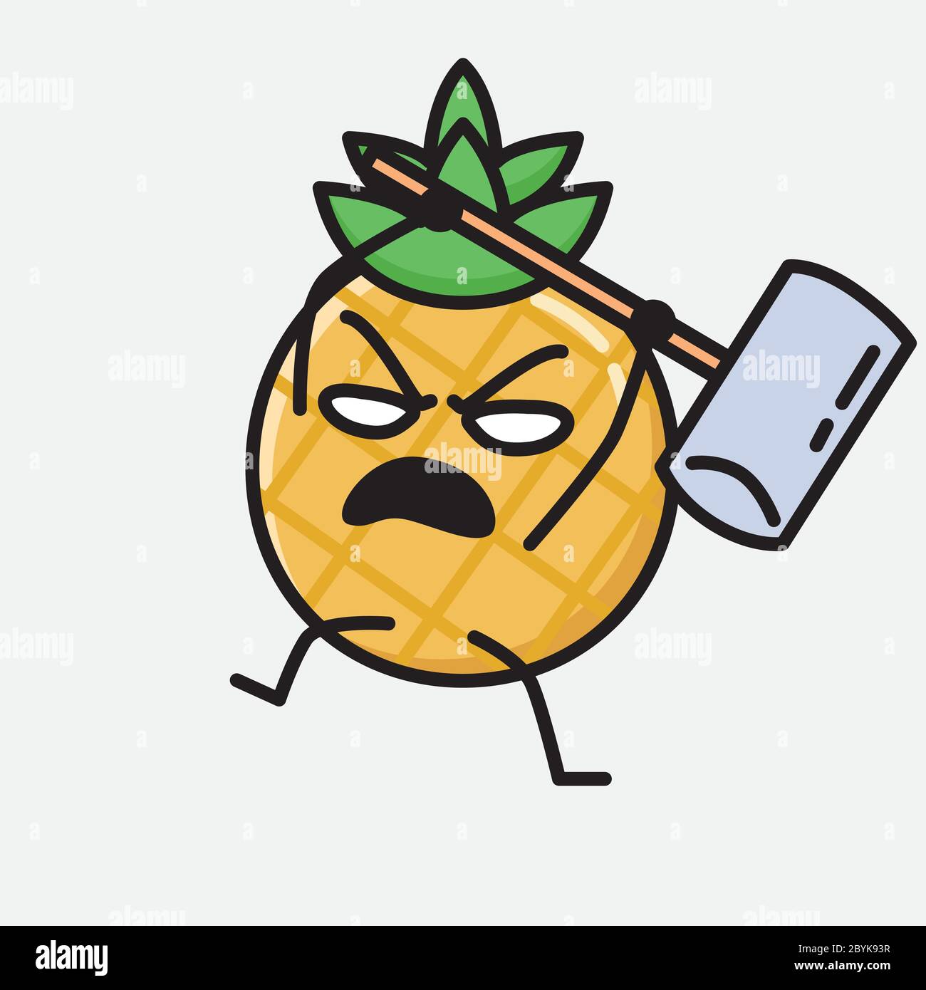 An illustration of Cute Pineapple Fruit Mascot Vector Character in Flat ...