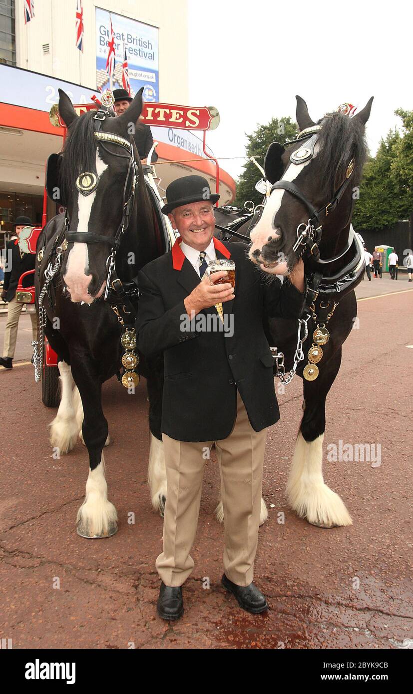 Britain's biggest 5-day Beer Festival organised by The Campaign For Real Ale (CAMRA) kicks off at London's Earls Court with over 1000 different beers on show. Stock Photo