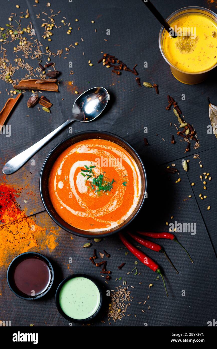 Indian food and spicy spices, stylish photos for the menu Stock Photo ...