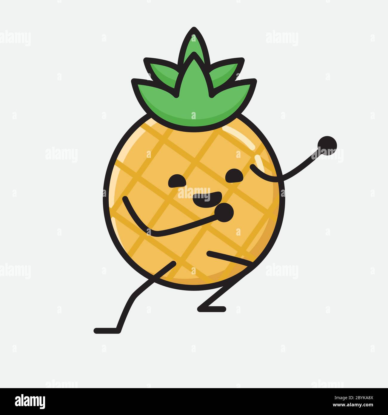 An illustration of Cute Pineapple Fruit Mascot Vector Character in Flat ...