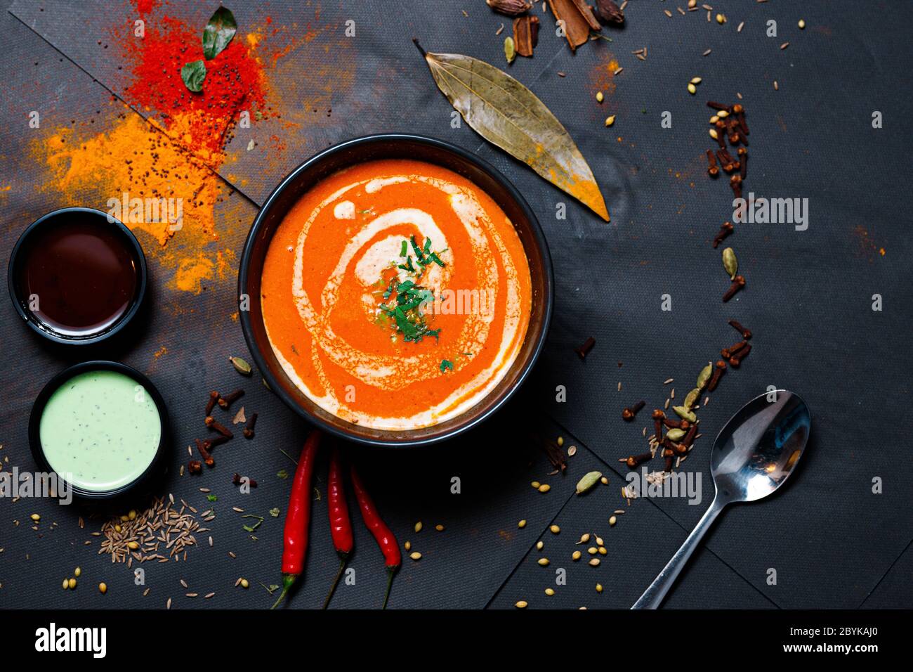 Indian food and spicy spices, stylish photos for the menu Stock Photo ...