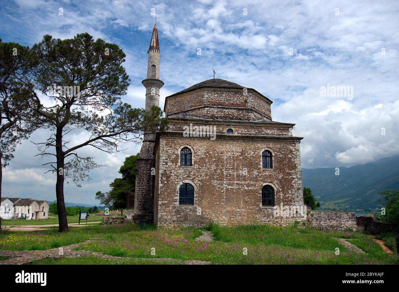 Greece, Ioannina, medieval Fetiche Mosque with Minaret in old fortress Stock Photo