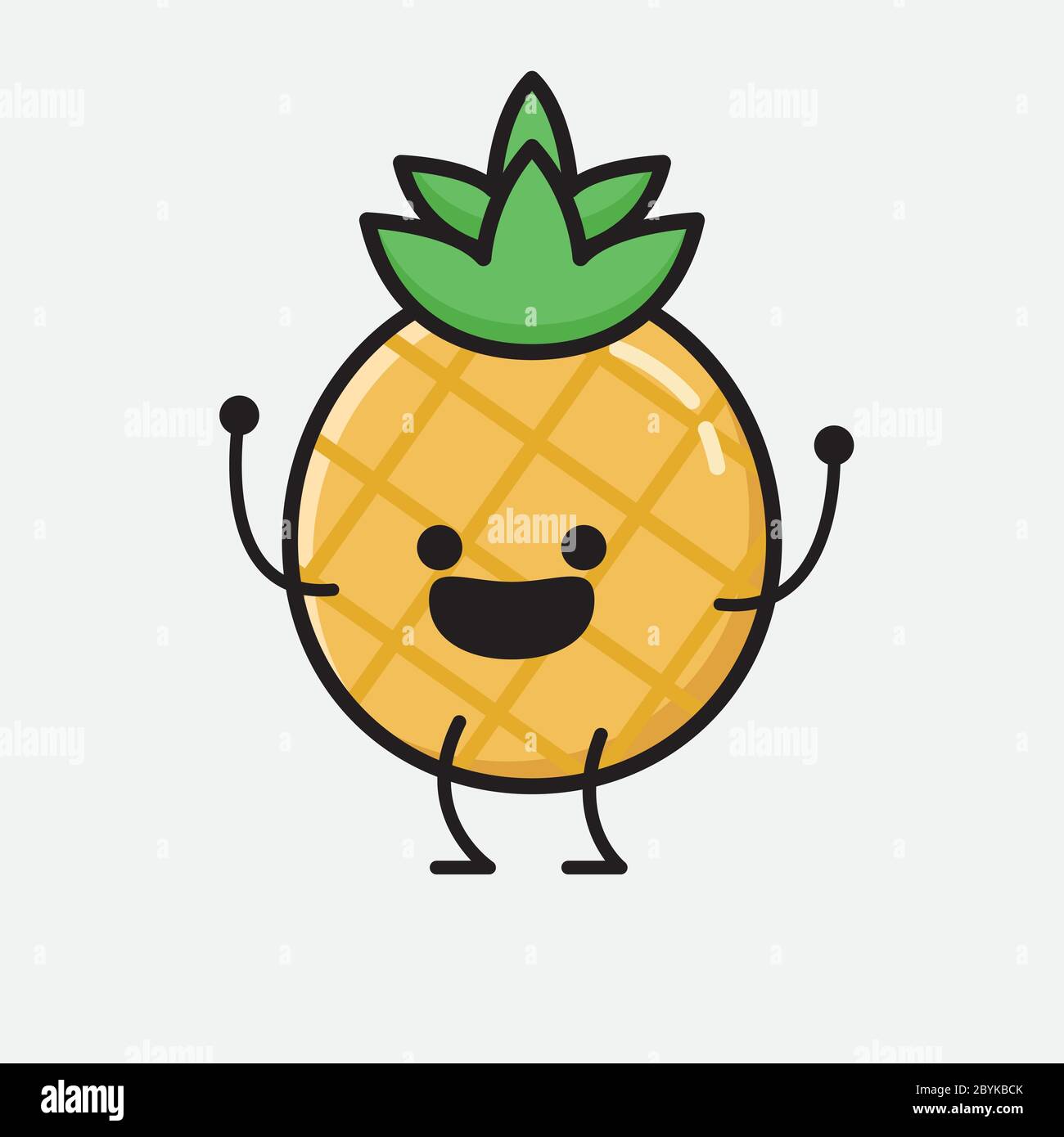 An illustration of Cute Pineapple Fruit Mascot Vector Character in Flat ...