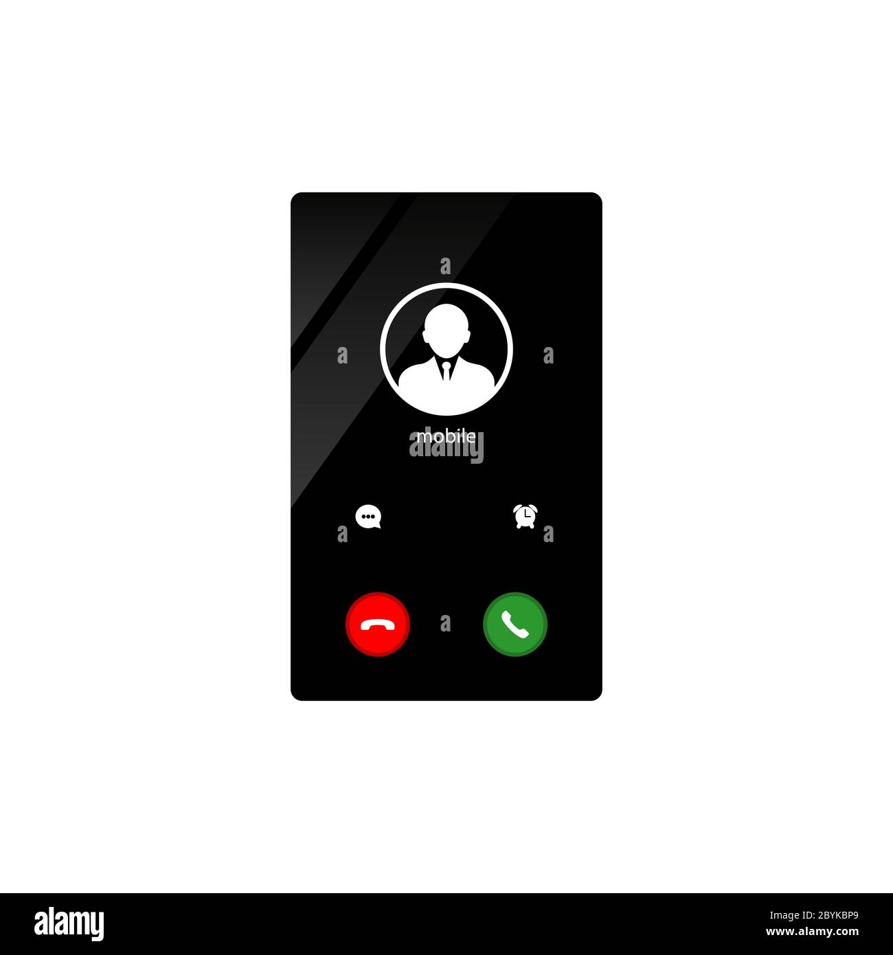 Mobile call screnn template. Incoming phone call. The smartphone icon flat on an isolated white background. EPS 10 vector. Stock Vector