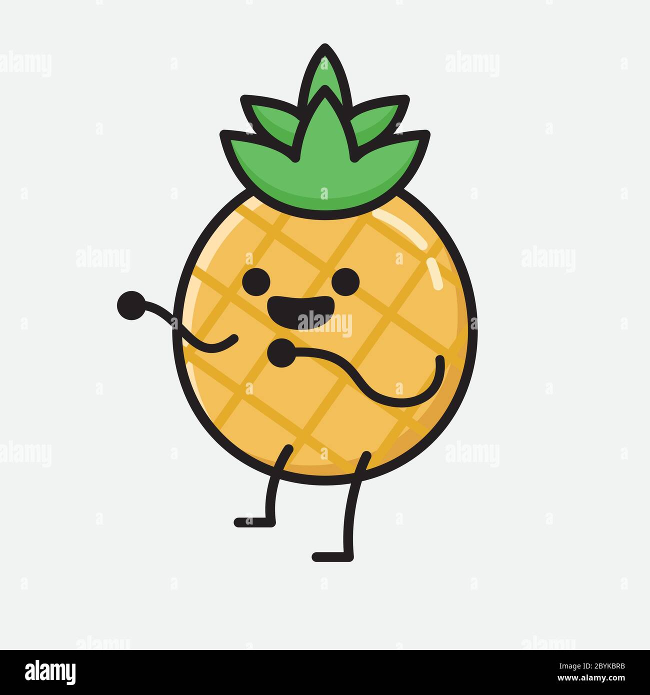 An illustration of Cute Pineapple Fruit Mascot Vector Character in Flat ...