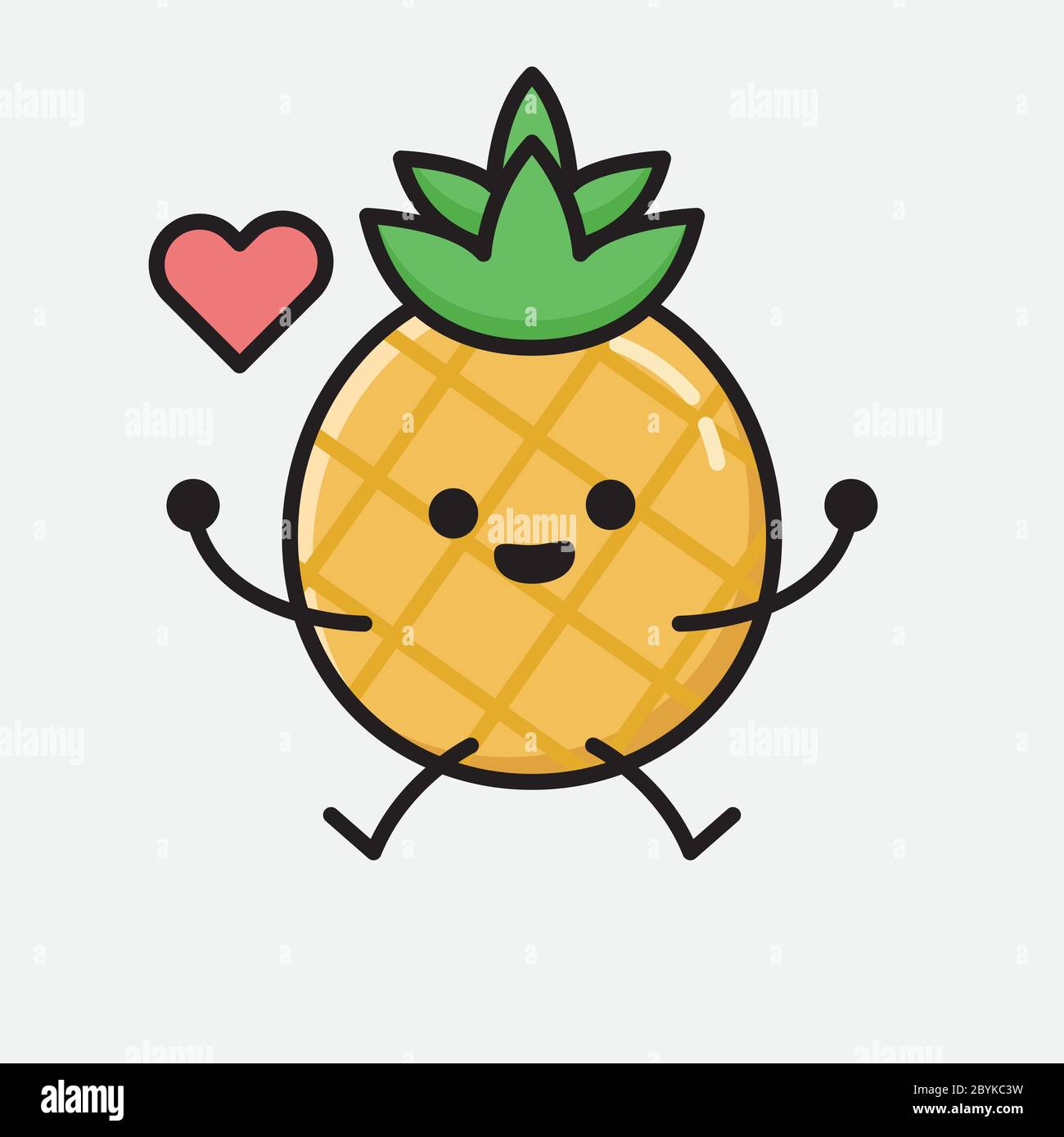 An illustration of Cute Pineapple Fruit Mascot Vector Character in Flat ...