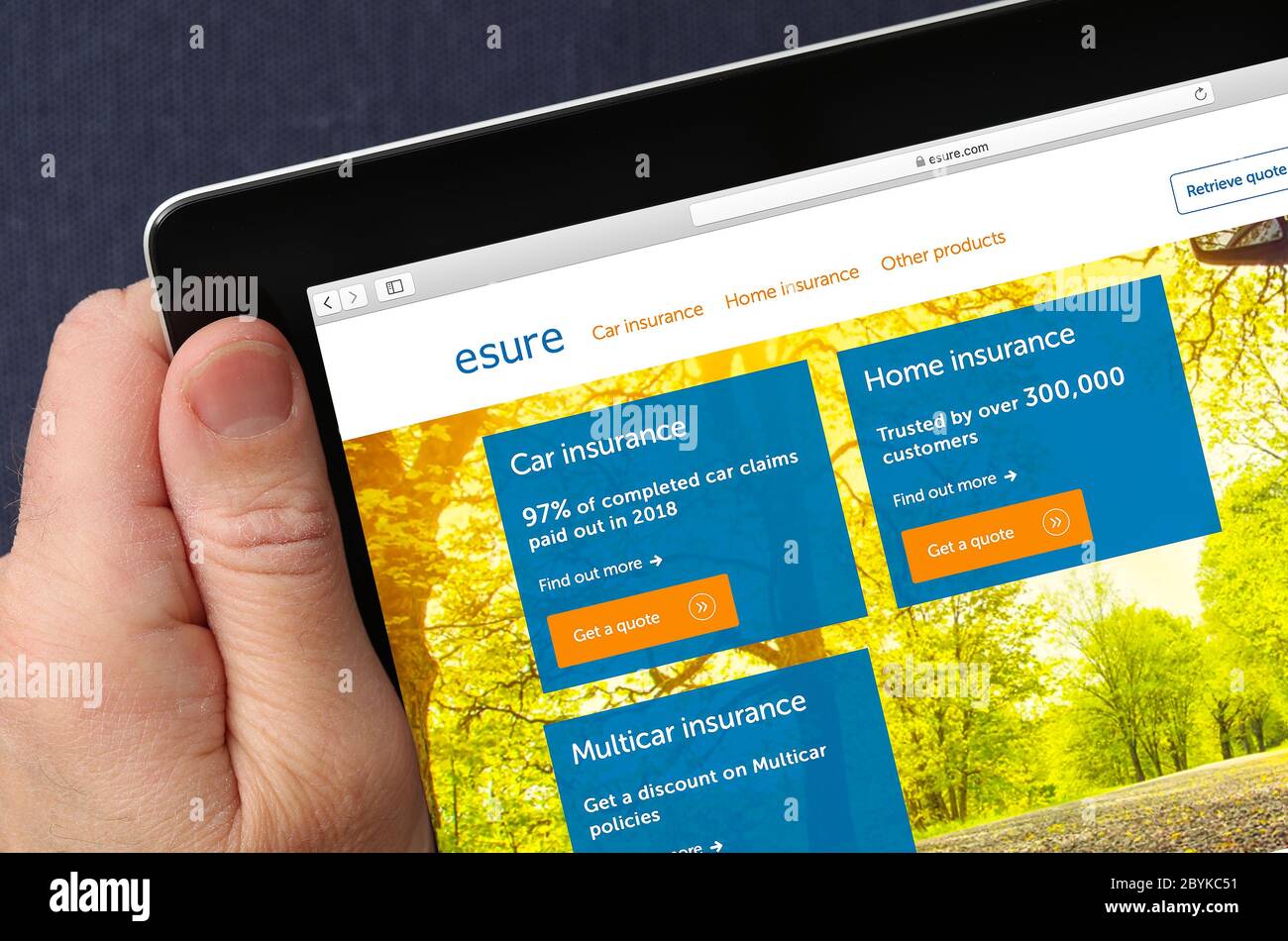 Esure website, viewed on a iPad. (editorial use only) Stock Photo