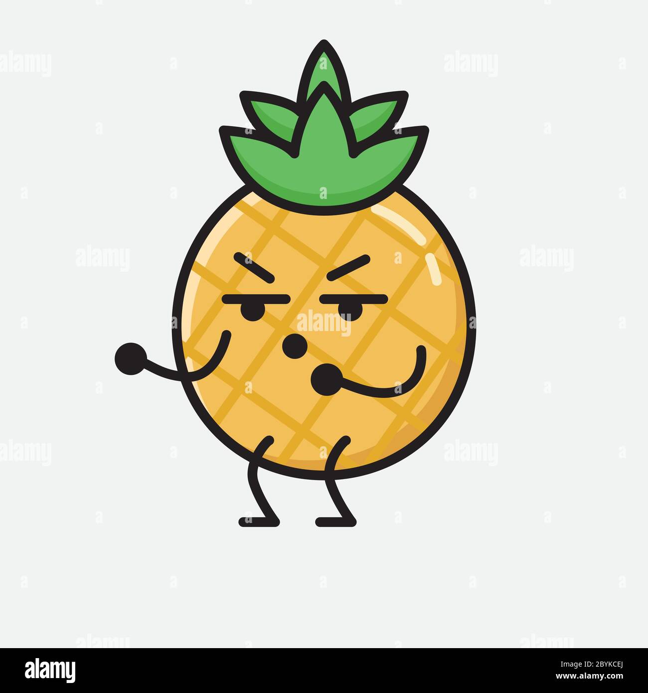 An illustration of Cute Pineapple Fruit Mascot Vector Character in Flat ...