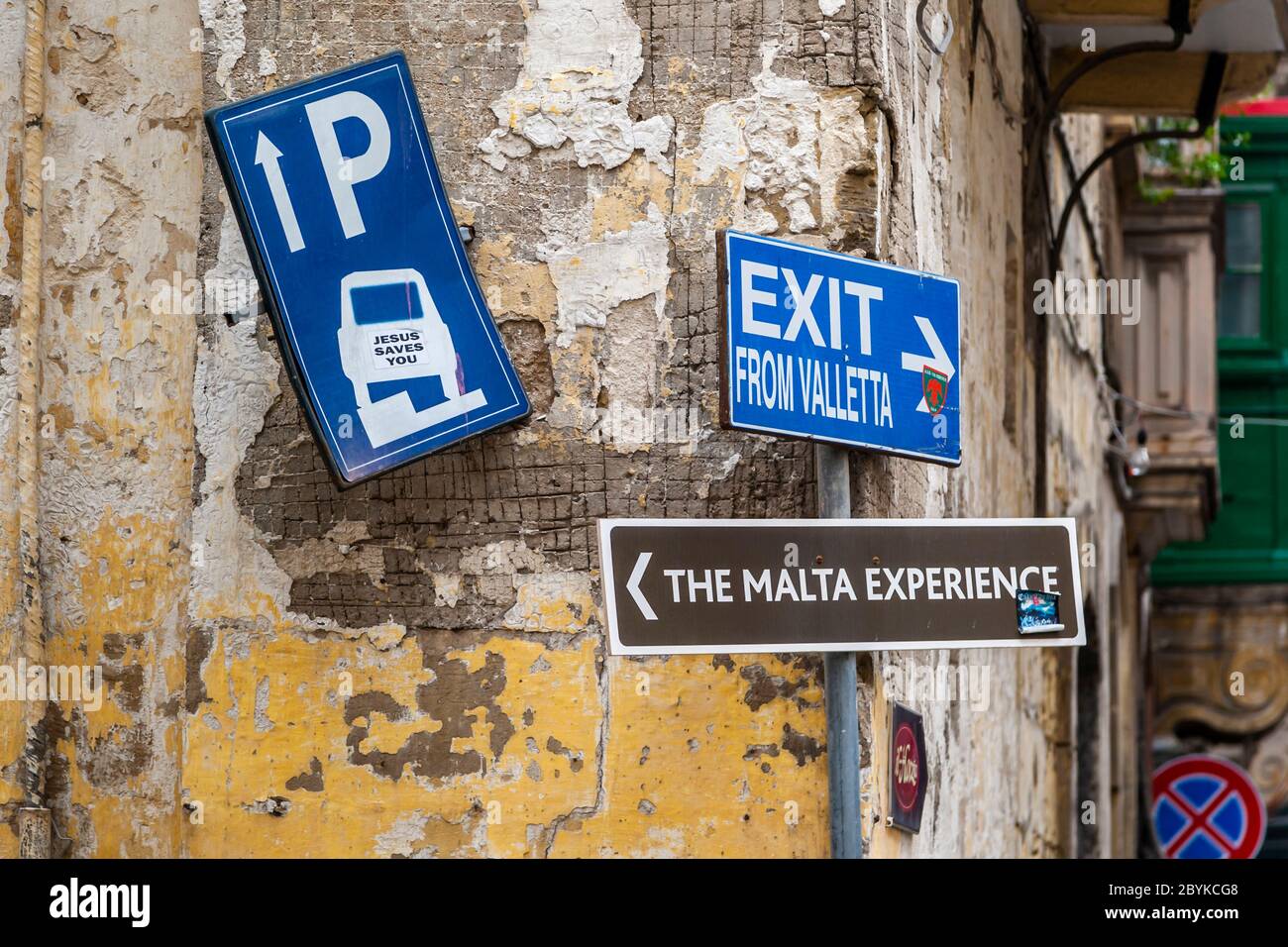 Malta is definitely worth an international travel experience! With English you get everywhere and some signs are self-explanatory anyway Stock Photo