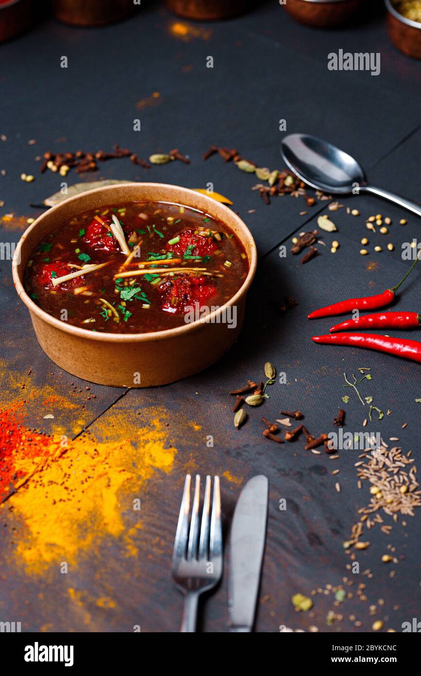 Indian food and spicy spices, stylish photos for the menu Stock Photo ...