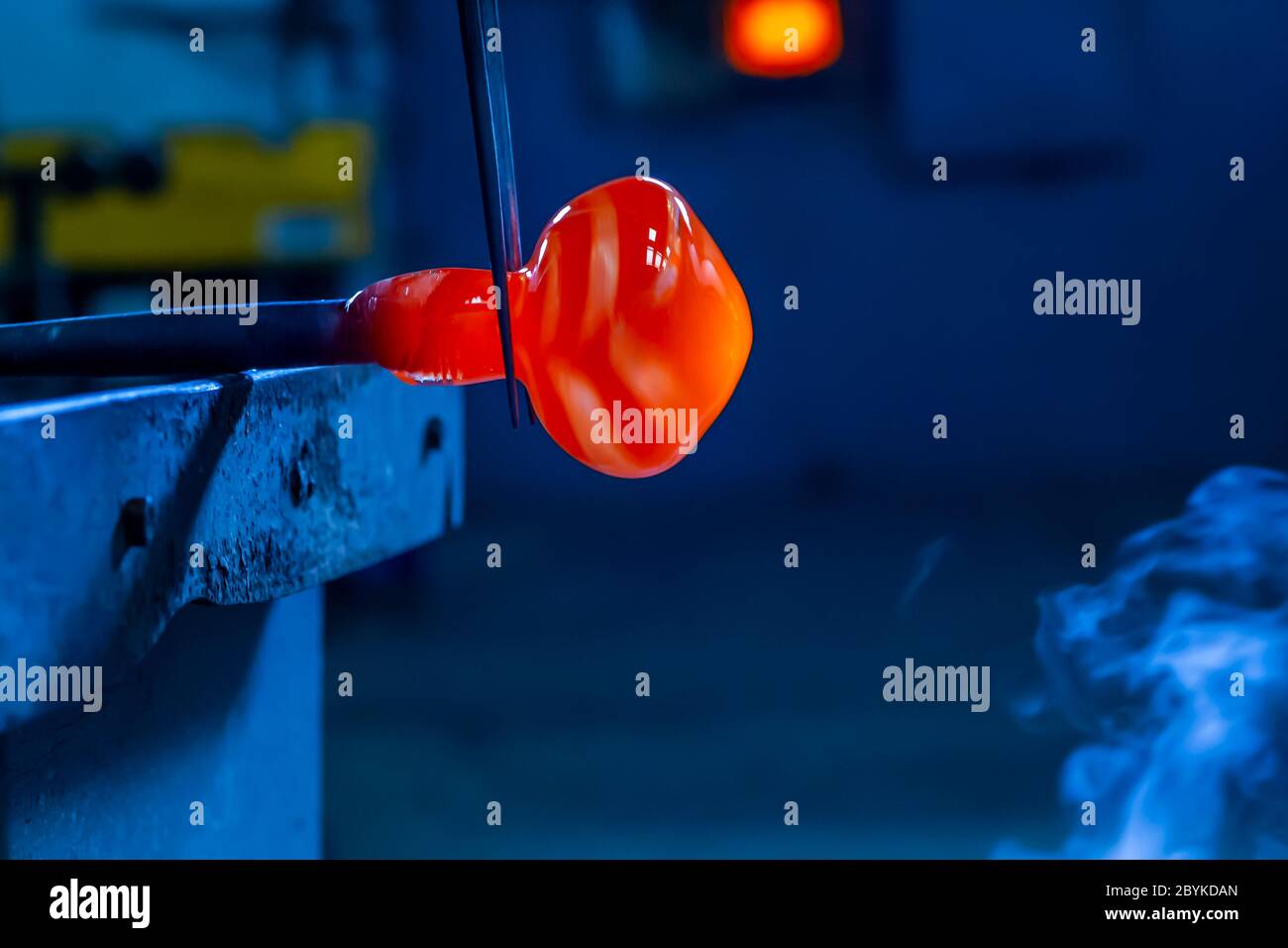 Glassblower at work in Malta Stock Photo