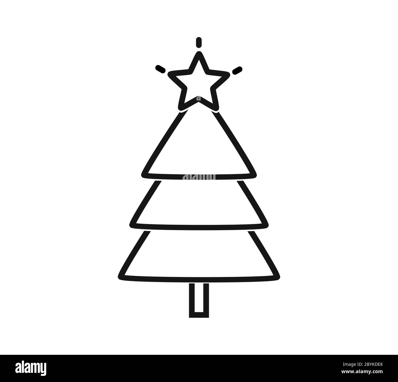 Christmas tree with star outline icon. Vector illustration Stock Vector ...