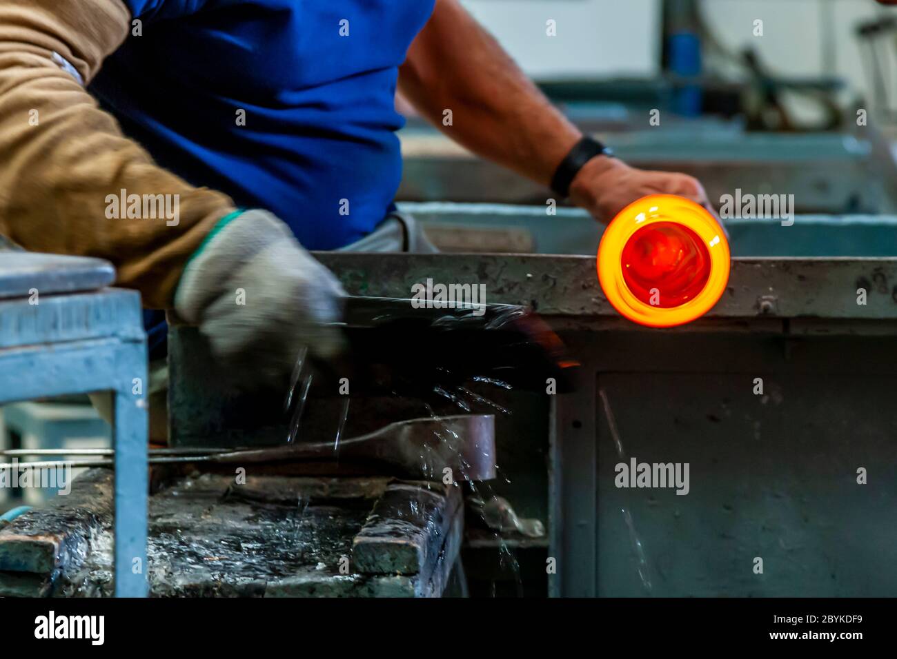 Glassblower at work in Malta Stock Photo