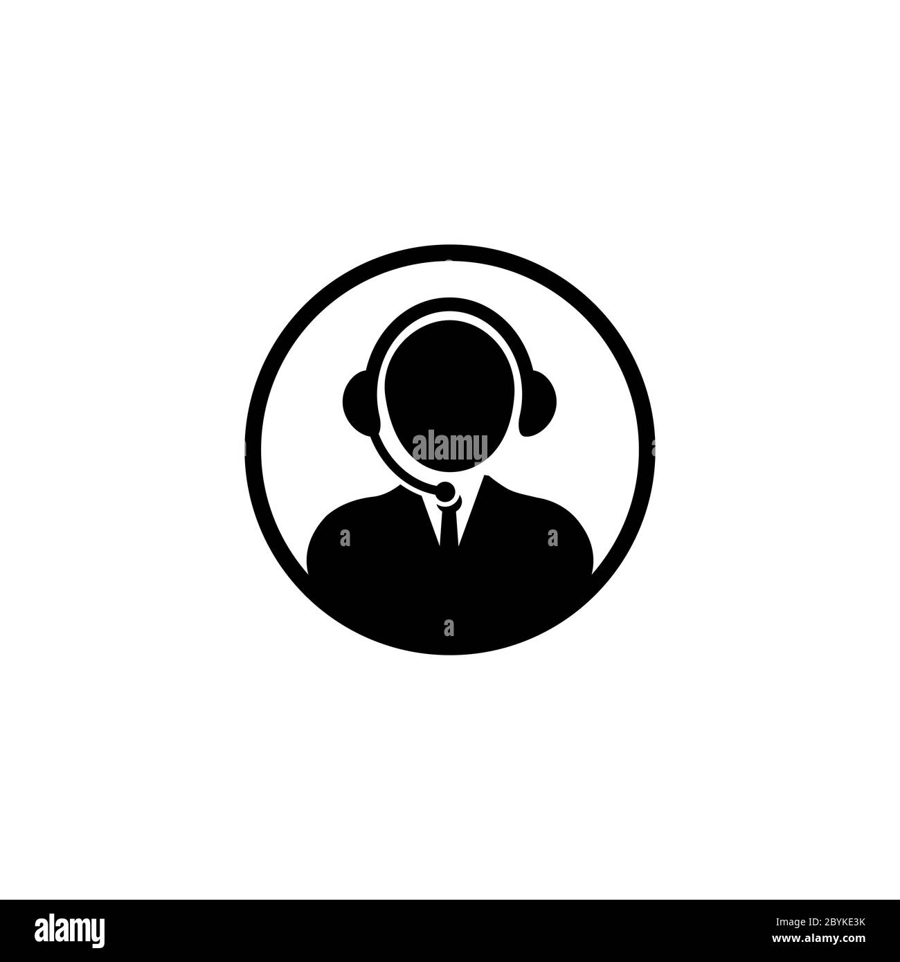 Tech support, call center or man with headphones icon on an isolated white background. EPS 10 vector. Stock Vector