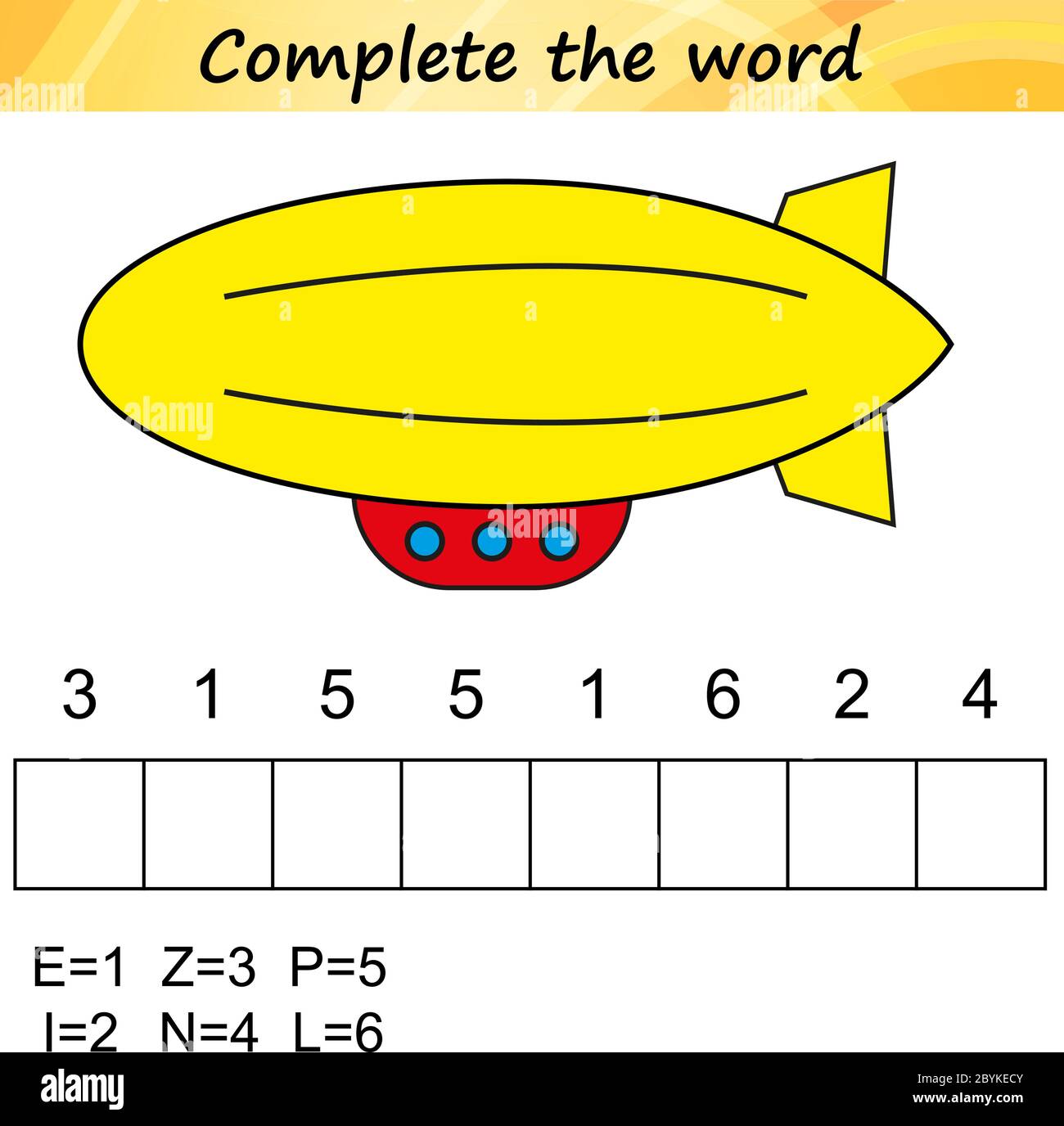 worksheet for preschool kids. Words puzzle educational game for children. Place the letters in right order. Stock Vector
