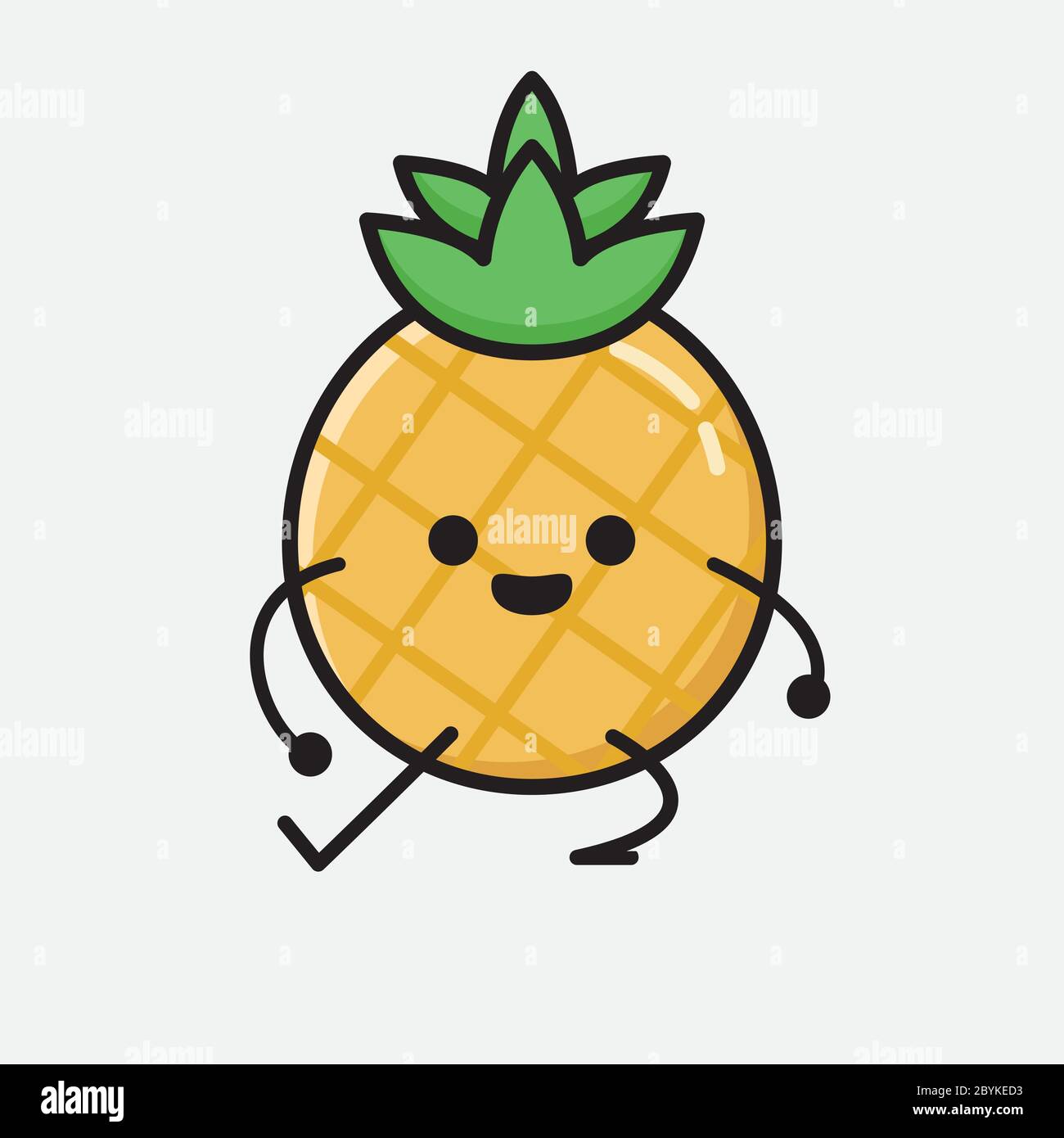 An illustration of Cute Pineapple Fruit Mascot Vector Character in Flat ...