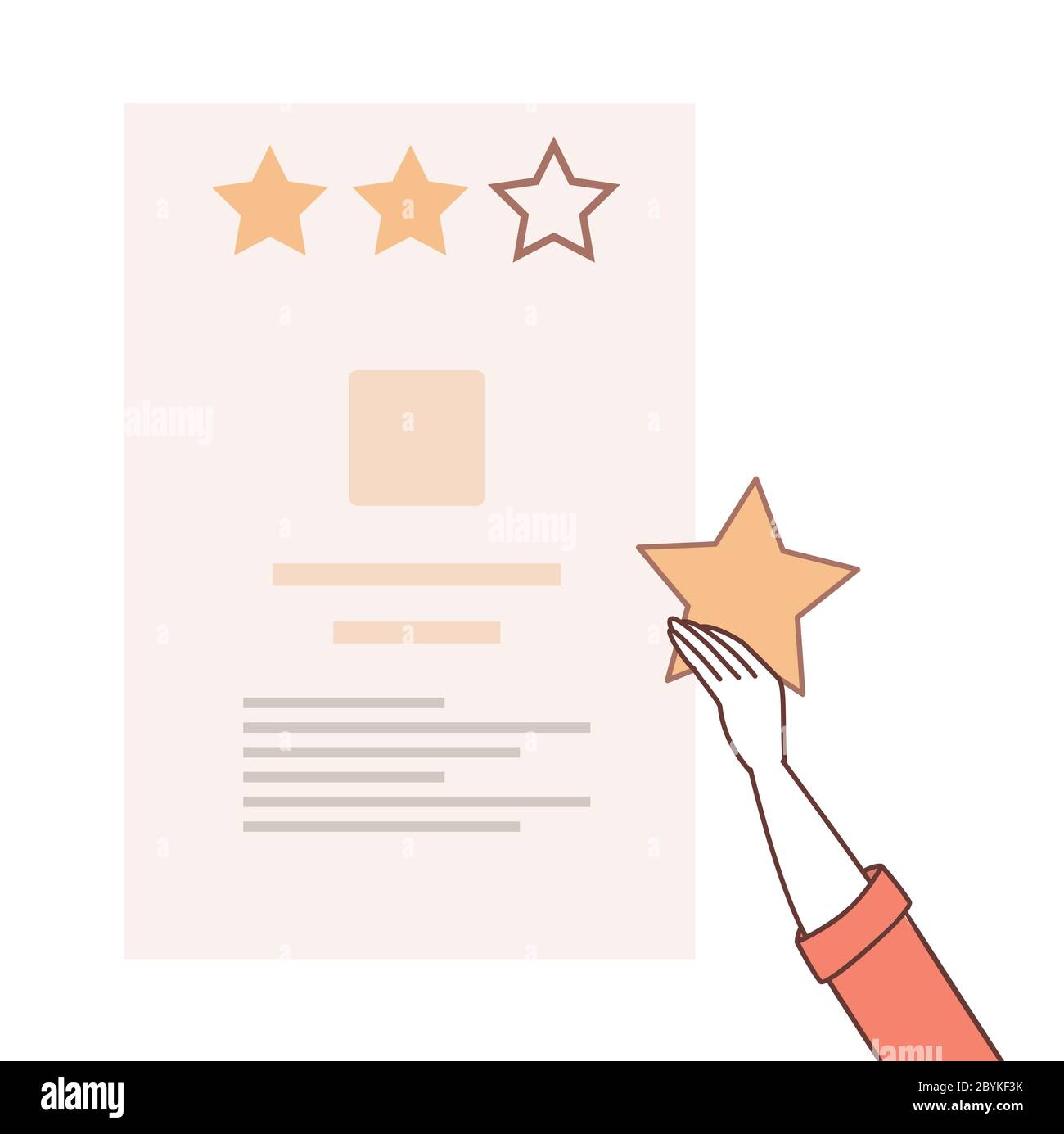 Good feedback vector cartoon outline concept. The hand giving three stars  at mobile app or website. Evaluation system, positive customer or consumer  review, online survey, best rating stars Stock Vector Image &