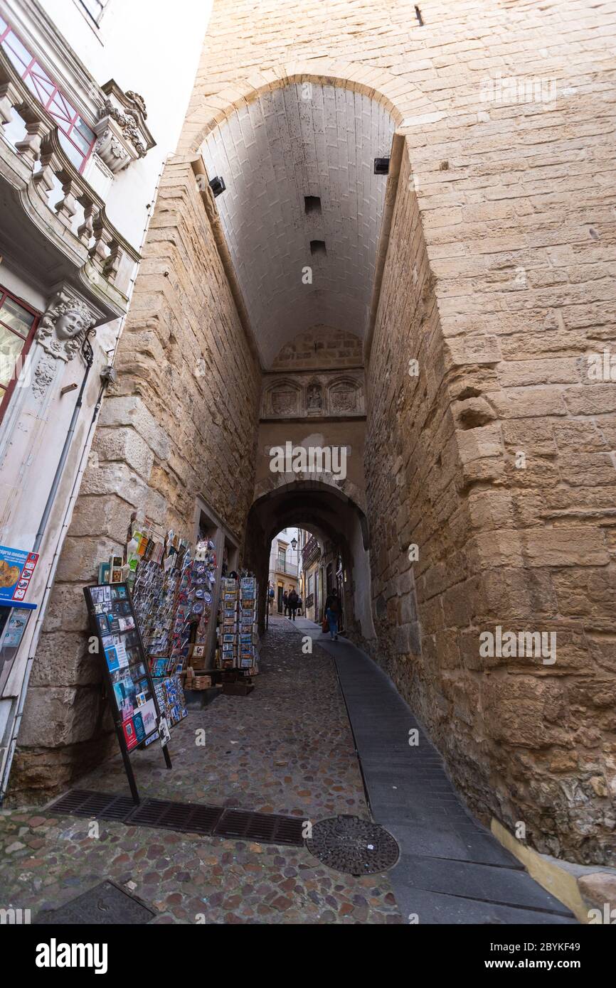 Torre de Almedina or Arco de Almedina - gates to Coimbra's Old Town Stock Photo