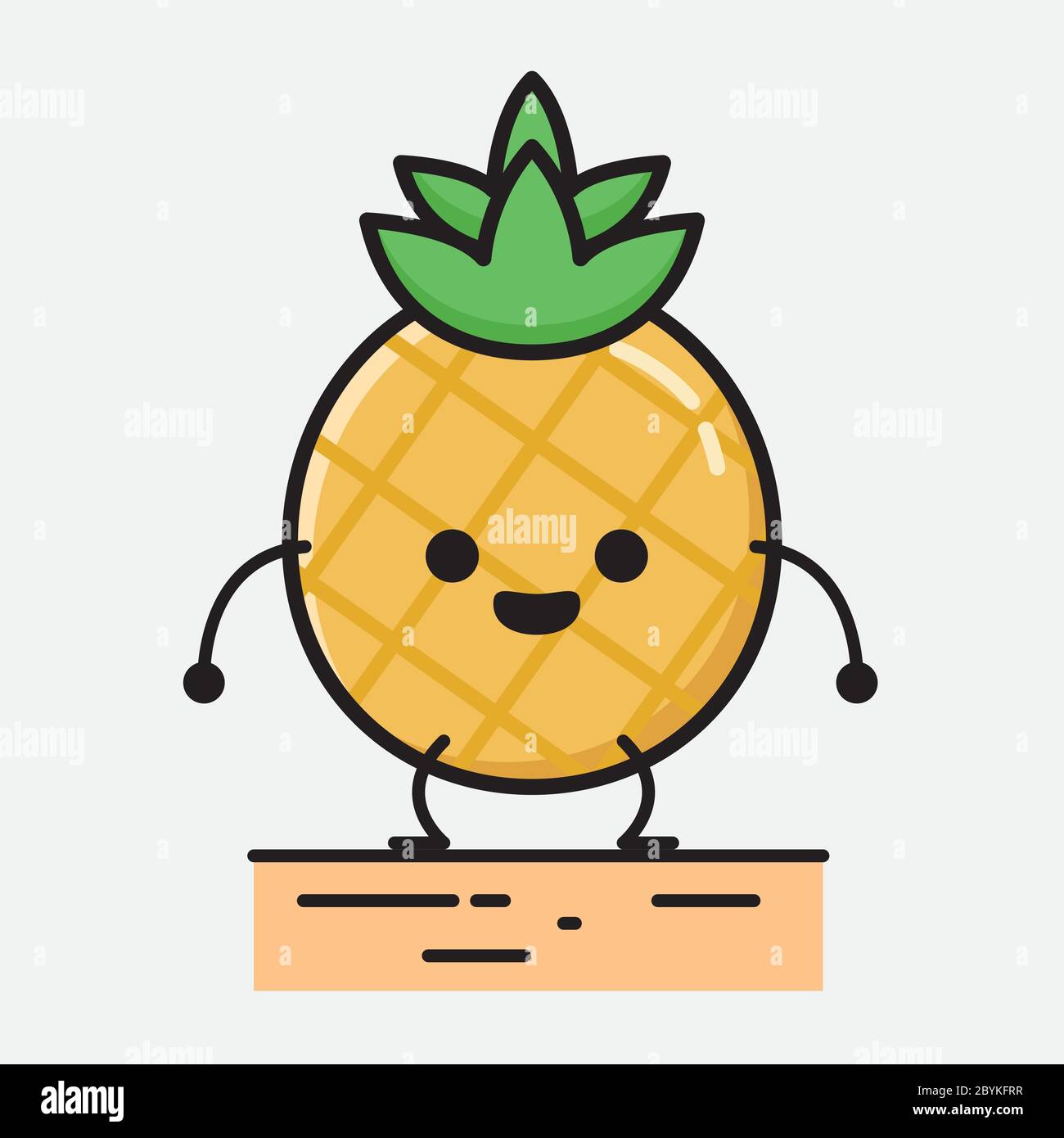 An illustration of Cute Pineapple Fruit Mascot Vector Character in Flat ...