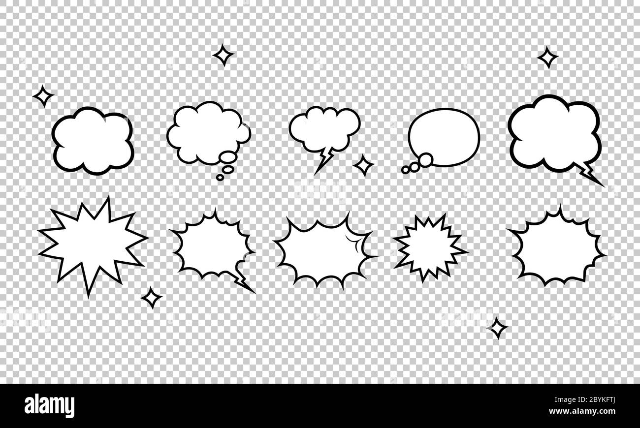 Retro empty comic bubbles icon or speech and thought icon set on ...